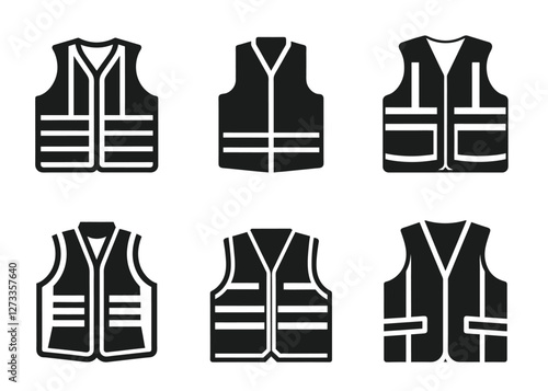 High visibility vest icon set. Safety vest icons. vector illustration