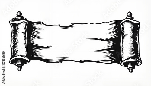 Classic scroll design on white background, historical symbolism