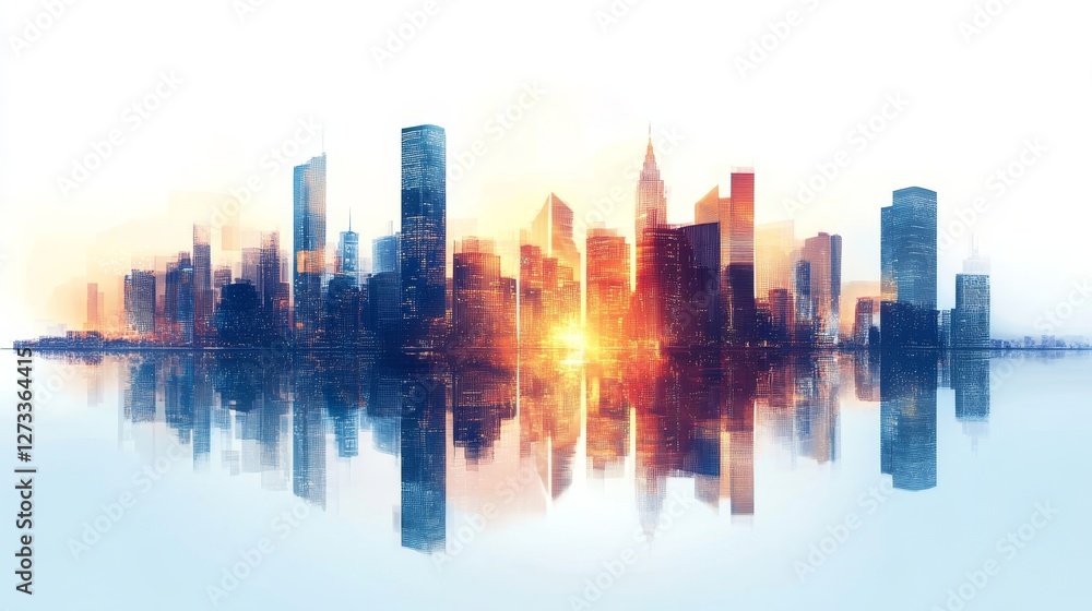 Obraz premium Modern Cityscape with Abstract Business Design, Generative AI