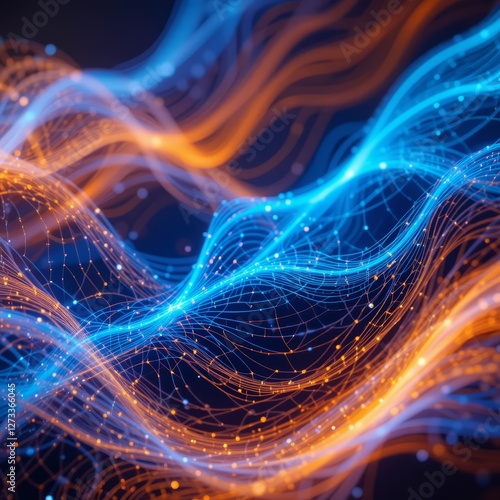 Wallpaper Mural digital abstract background featuring waves, dots, and futuristic energy, conveying drive and emotion, ideal for business, music, or creative projects with a dynamic and modern vibe Torontodigital.ca