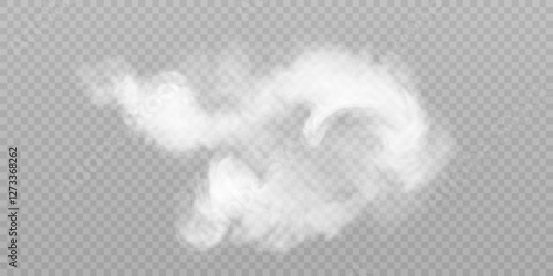 Smoke pattern on transparent background. Isolated smoke steam, smog, water vapor, vector illustration