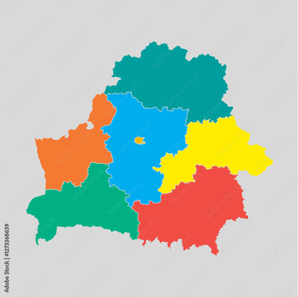 Vector map country Belarus divided on regions Vector map country Belarus divided on regions