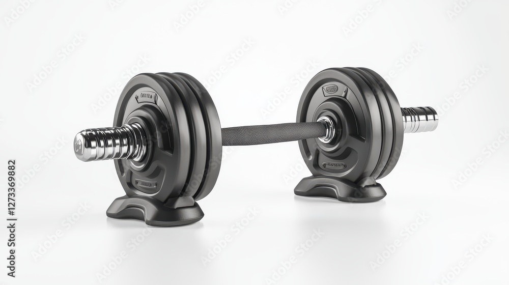 Adjustable Dumbbell with Weighted Plates on Stand, Modern Gym Equipment for Strength Training Adjustable Dumbbell with Weighted Plates on Stand, Modern Gym Equipment for Strength Training