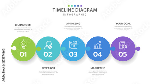 Infographic template for business concept. 5 Steps Modern Timeline diagram with hexagons and topics, presentation vector infographic timeline design layout.
