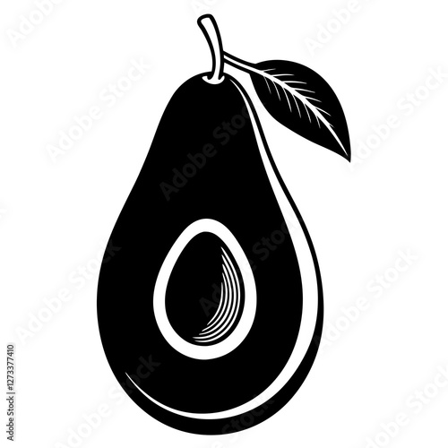 avocado black silhouette vector, Simple silhouette Design vector icon with white background. Fruit silhouette vector