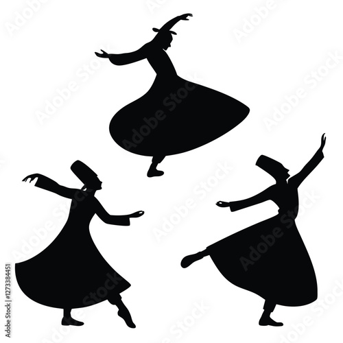 Sufi Dancer Silhouette Collection in Black