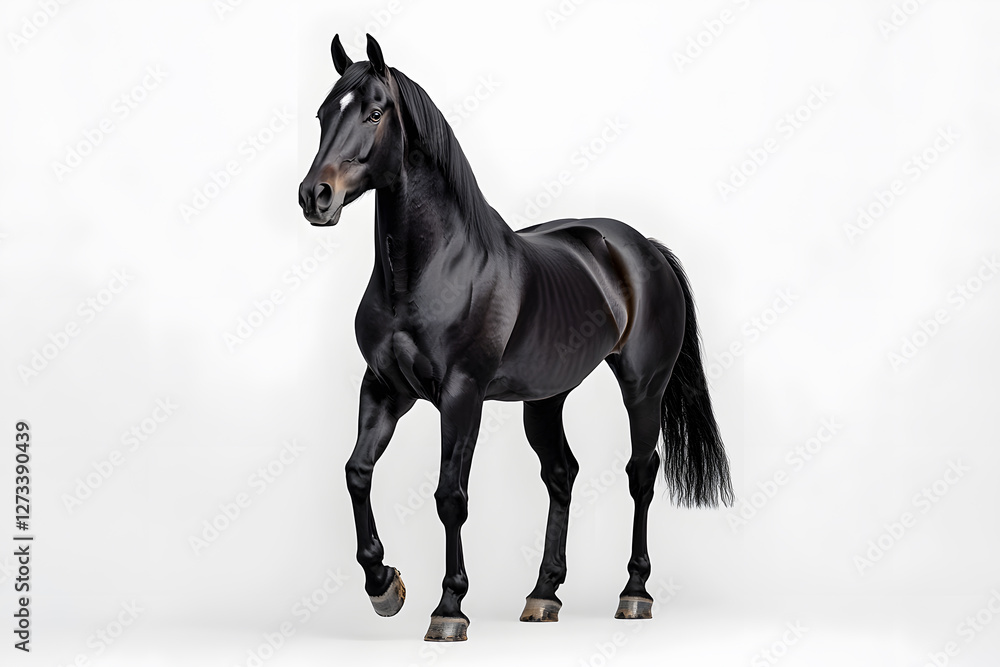 A black horse isolated on white background
A black horse isolated on white background