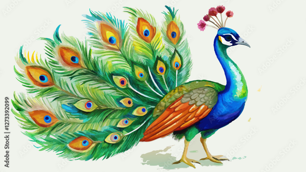 Fototapeta premium peacock on a white background