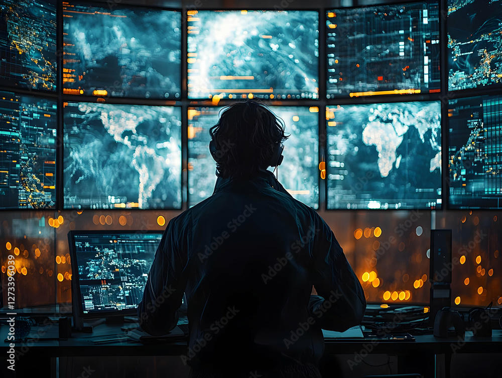 Cybersecurity Analyst at Work Illustration Cybersecurity Analyst at Work Illustration