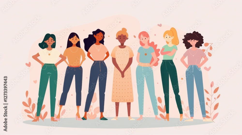 Minimalistic Flat Design Illustrating Diverse Women in Business Minimalistic Flat Design Illustrating Diverse Women in Business