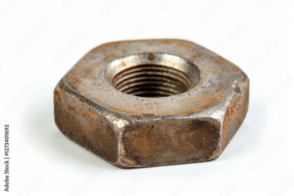 Rusty metal nut on white background. AI image Rusty metal nut on white background. AI image