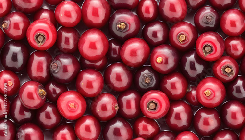 Close up of a bright red cherry seed that looks juicy and healthy photo