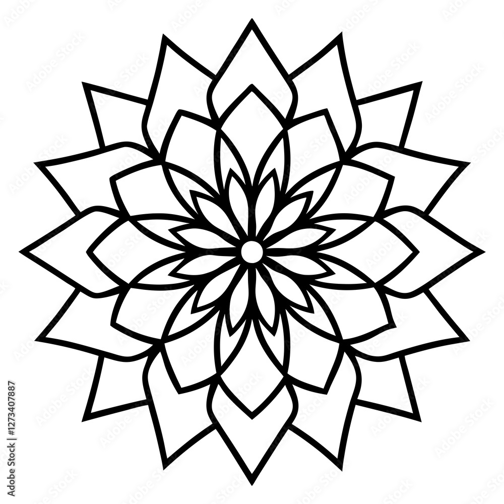 Floral Mandala Line Art Illustration Floral Mandala Line Art Illustration