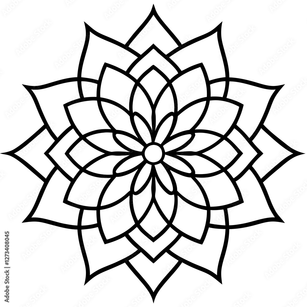 Floral Mandala Line Art Illustration Floral Mandala Line Art Illustration