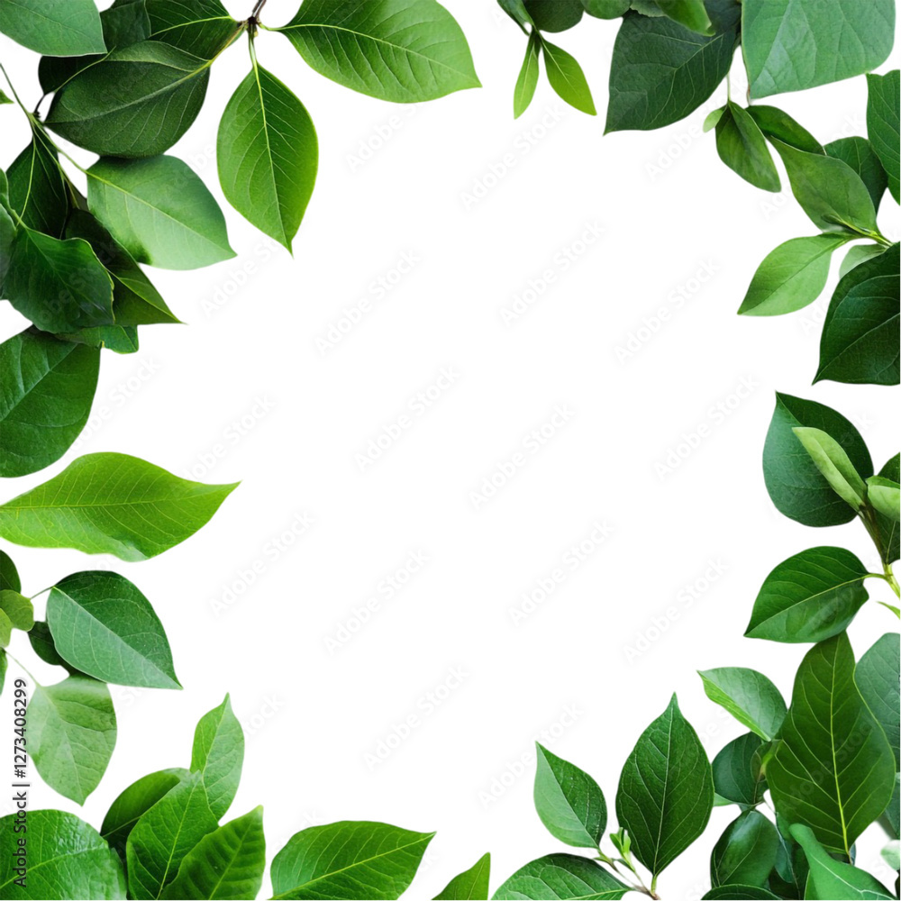 Green leaves frame vibrant abstract art geometric shapes lines colors nature design Green leaves frame vibrant abstract art geometric shapes lines colors nature design