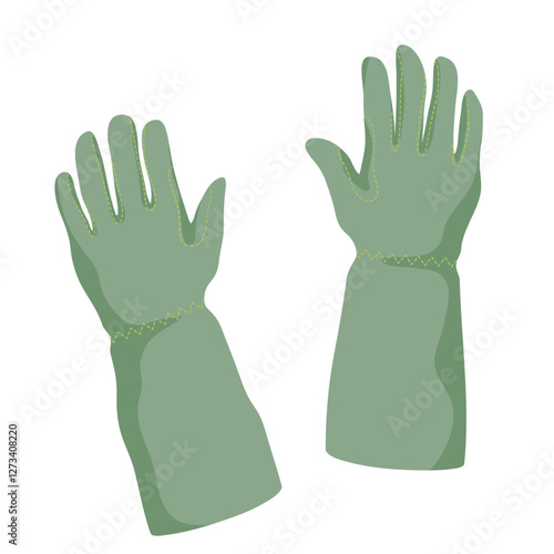 pair of rubber long protective gloves for gardening
