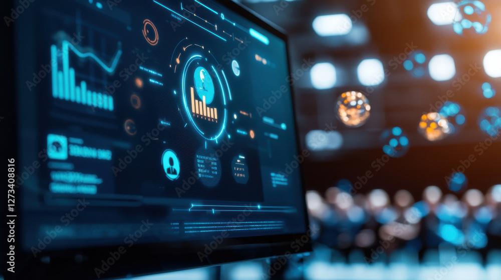 virtual event conference technology concept.Digital interface displaying data analytics and virtual elements, showcasing technology trends and virtual event conference technology concept.Digital interface displaying data analytics and virtual elements, showcasing technology trends and