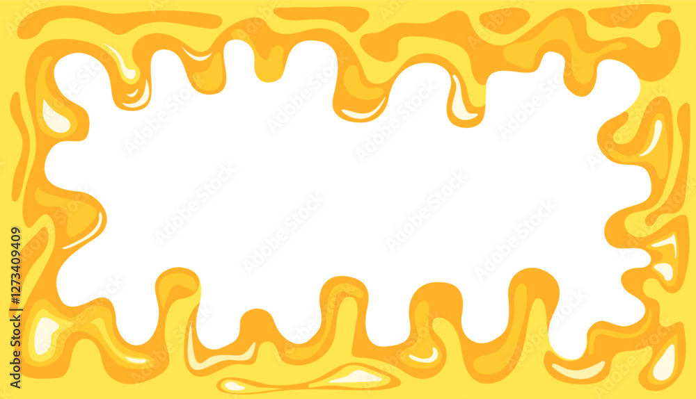 Melted cheese frame isolated on white background. Background with veins and flowing pattern. Hot cheddar, parmesan, vector illustration Melted cheese frame isolated on white background. Background with veins and flowing pattern. Hot cheddar, parmesan, vector illustration