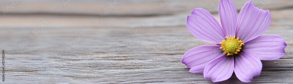 Single Purple Cosmos Flower on Weathered Wood Single Purple Cosmos Flower on Weathered Wood
