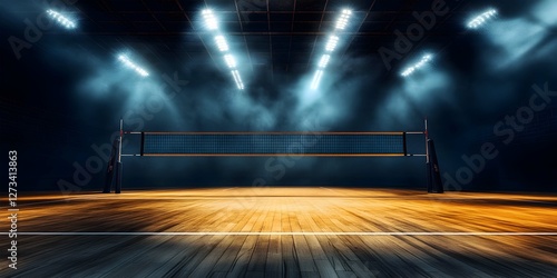 Illuminated Volleyball Court with Spotlights – Game Night Arena