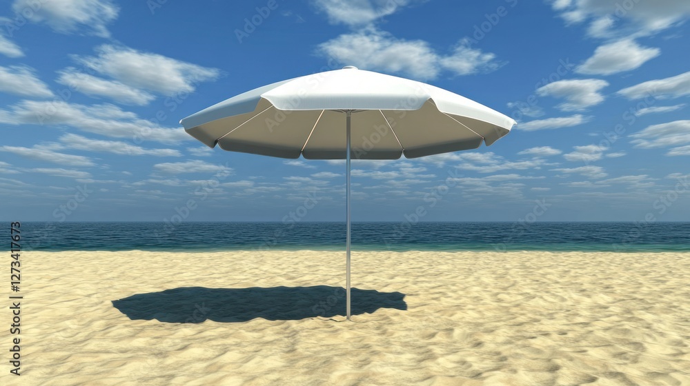 Serene Beach Umbrella Scene: A Summer Day's Calm Serene Beach Umbrella Scene: A Summer Day's Calm