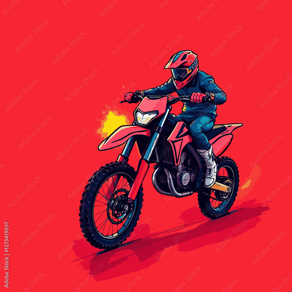 Motorcross Vector Art Background Red Motorcross Vector Art Background Red