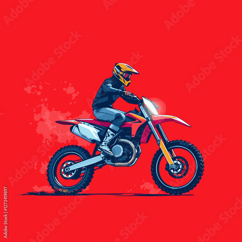 Motorcross Vector Art Background Red
