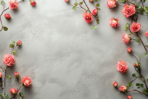 Peach roses arranged on a textured background, creating a romantic and elegant floral composition.