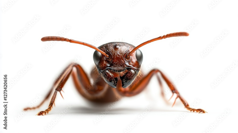 Captivating realistic image of a brown ant captured at ground level, showcasing its detailed features and natural habitat in striking clarity and visual depth. Captivating realistic image of a brown ant captured at ground level, showcasing its detailed features and natural habitat in striking clarity and visual depth.
