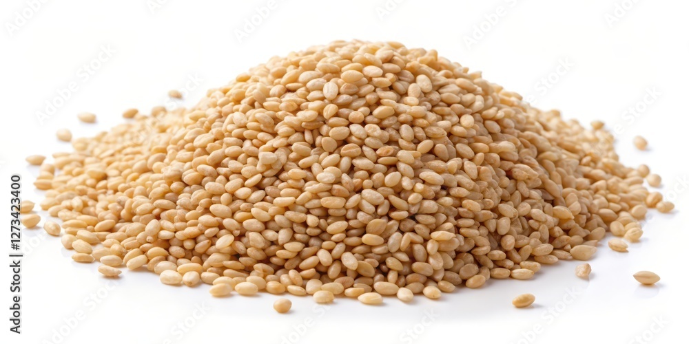 Obraz premium Heap of Rolled Grain on White Background
