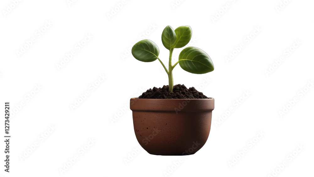 young plant in a pot. on a transparent background young plant in a pot. on a transparent background