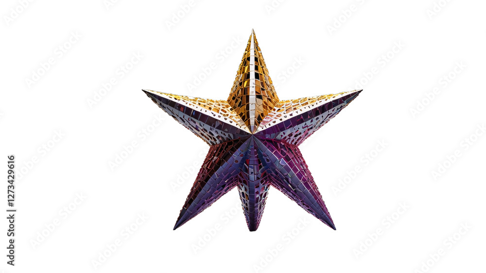 Fototapeta premium silver star isolated. gray disco star on a white background. silver star on a transparent background