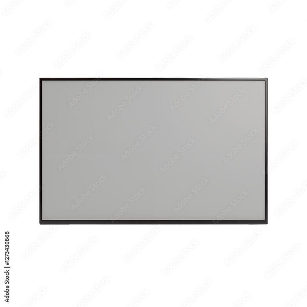 Minimalistic wall-mounted black TV frame with smooth gray surface suitable for various display purposes Minimalistic wall-mounted black TV frame with smooth gray surface suitable for various display purposes