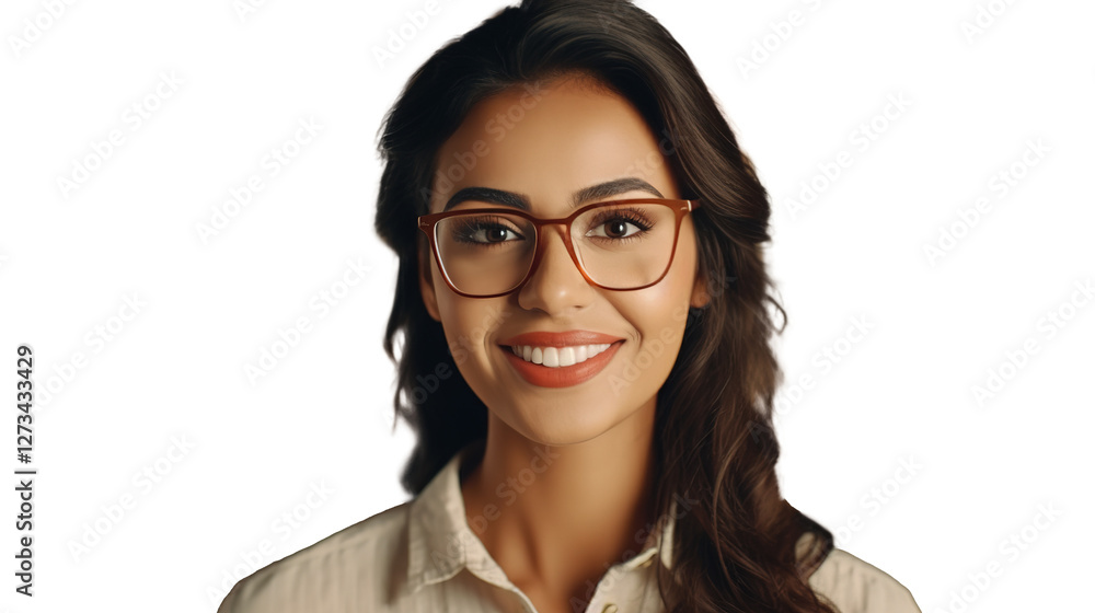 Young Adult Confident Attractive Indian Woman on PNG Transparent Background, Beautiful Lady Wearing Glasses, Close Up
Young Adult Confident Attractive Indian Woman on PNG Transparent Background, Beautiful Lady Wearing Glasses, Close Up