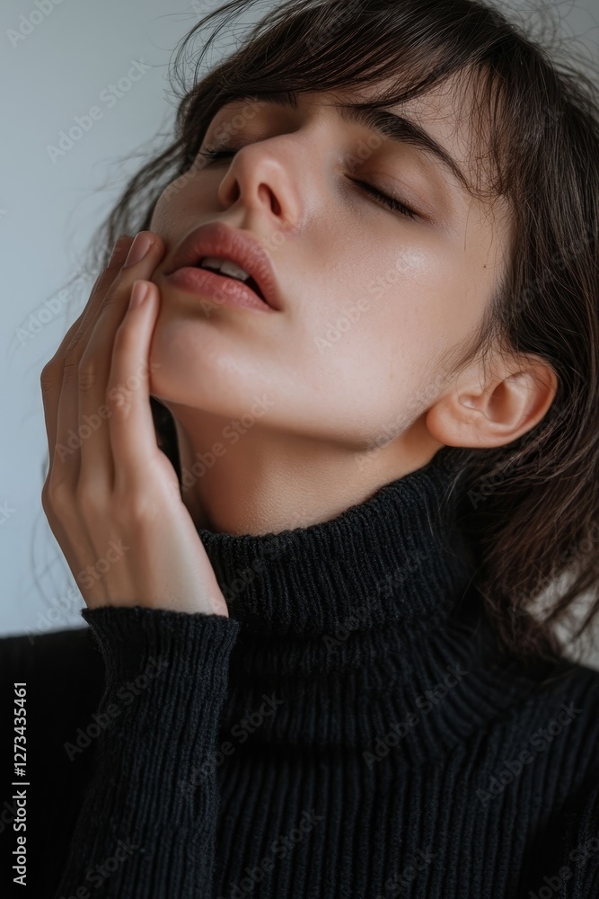 Serene portrait of a woman with closed eyes. Serene portrait of a woman with closed eyes.