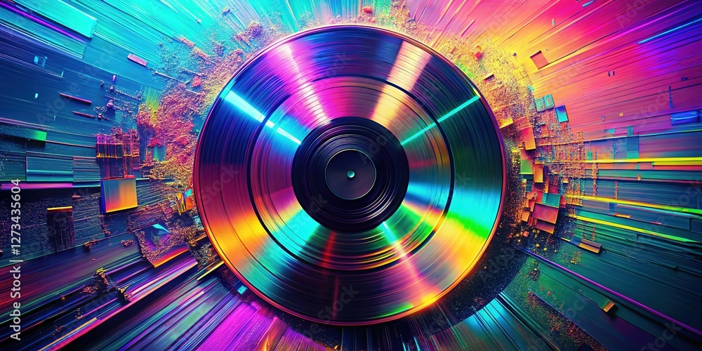 Glitch Art Abstract Background: 80s 90s Retro Neon Vinyl Texture Glitch Art Abstract Background: 80s 90s Retro Neon Vinyl Texture