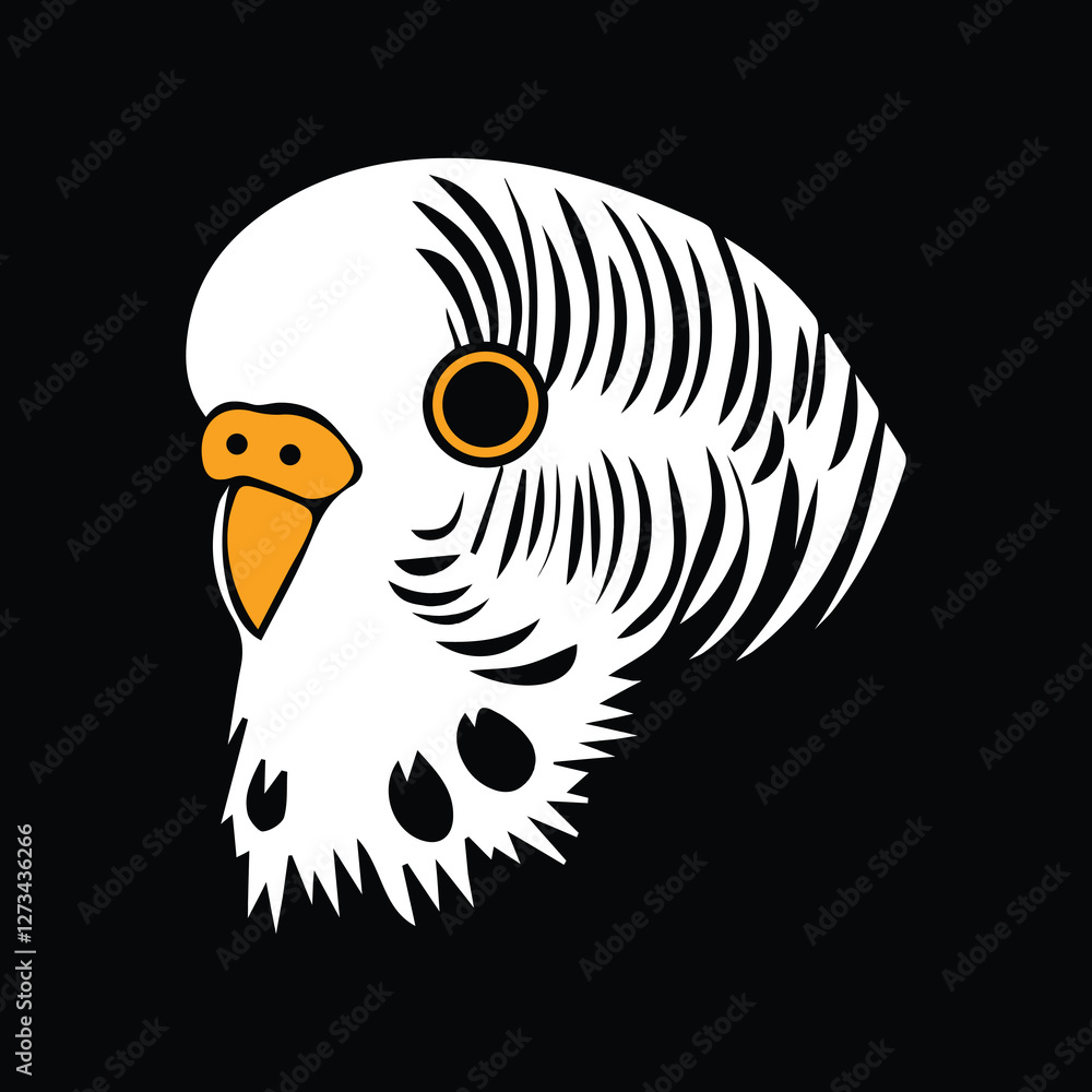 This stunning design features a detailed and artistic representation of a budgie’s head, making it a perfect choice for modern T-shirts and wall art. The intricate line work and minimalist color palet