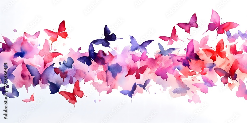 Watercolor background with flying butterflies Watercolor background with flying butterflies