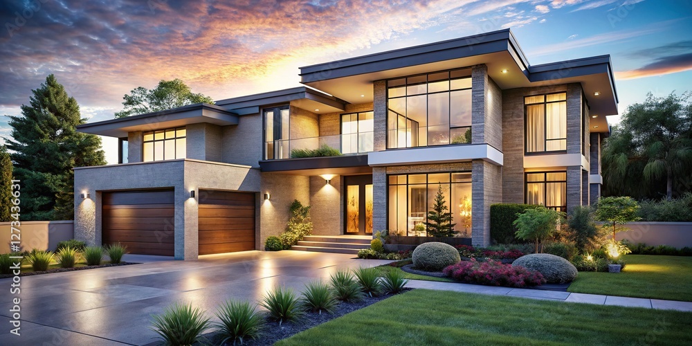 Obraz premium Luxurious Modern Home Exterior - 8K Real Estate Flyer Design