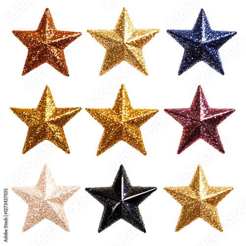 Glittery Stars Colorful Stripes Festive Design