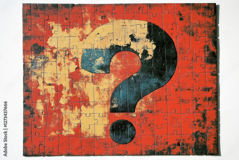 Fototapeta premium Question Mark Icon On White Puzzle, 