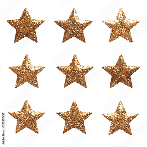 Golden Glitter Stars on Colorful Striped Background Festive Design
