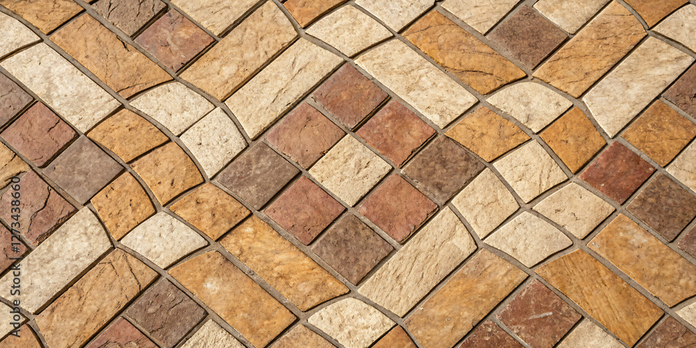 Abstract pattern of interlocking stone tiles in earthy tones Abstract pattern of interlocking stone tiles in earthy tones