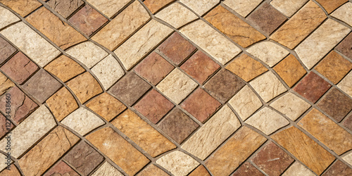 Wallpaper Mural Abstract pattern of interlocking stone tiles in earthy tones Torontodigital.ca