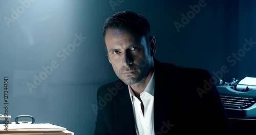 Focused business man sits in the office