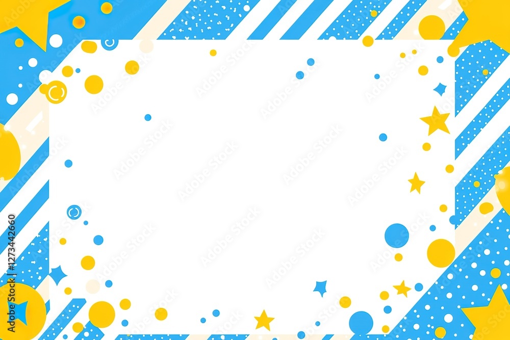 Vibrant Blue and Yellow Abstract Frame: A Modern Design Element Perfect for Banners, Websites, Presentations, and Social Media Posts. This dynamic background adds a touch of creativity and energy to  