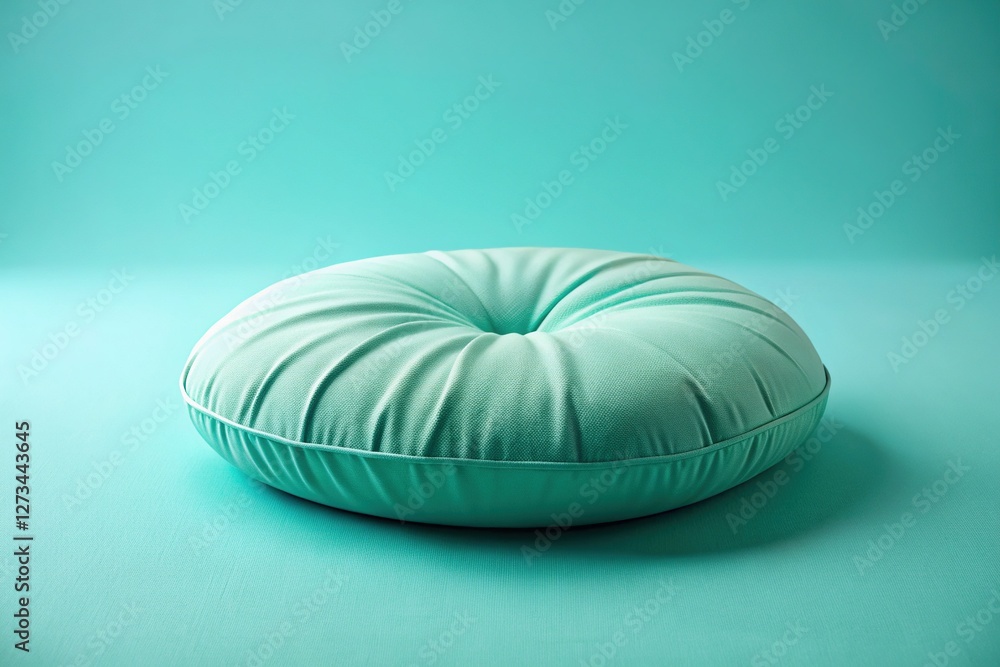 Teal Oval Cushion on Light Teal Background - Soft, Minimalist Home Decor Teal Oval Cushion on Light Teal Background - Soft, Minimalist Home Decor