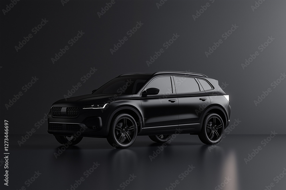 A premium SUV mockup with a clean and minimalistic aesthetic, positioned on a smooth reflective surface. The vehicle has a matte black finish, soft shadows, and elegant curves. A premium SUV mockup with a clean and minimalistic aesthetic, positioned on a smooth reflective surface. The vehicle has a matte black finish, soft shadows, and elegant curves.