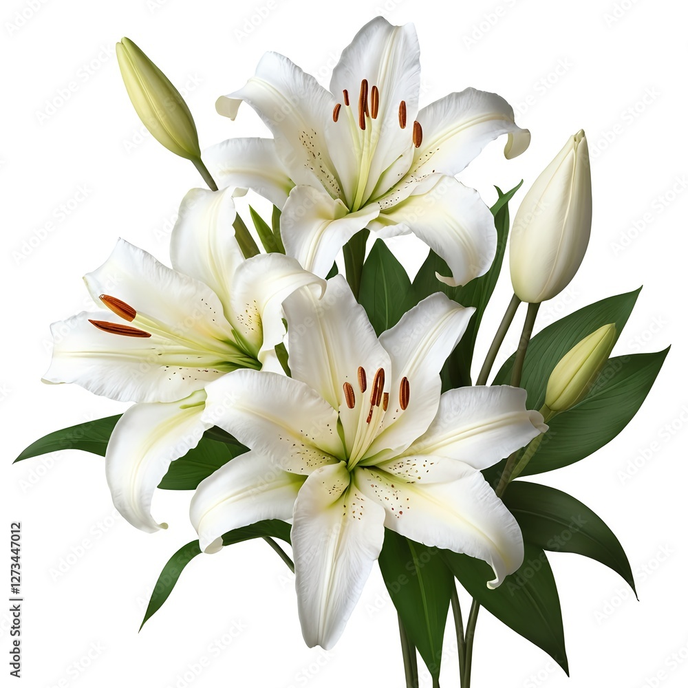 Fototapeta premium Elegant White Lilies Bouquet
