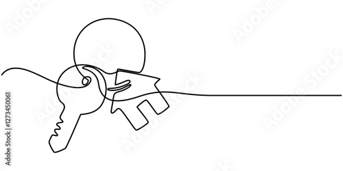 Continuous Line Drawing of Mortgage Icon. Hand Drawn Symbol Vector Illustration, Continuous One Line Drawing Real Estate Icons Concept. Single Line Vector Illustration, Real Estate Line Icon Vector.